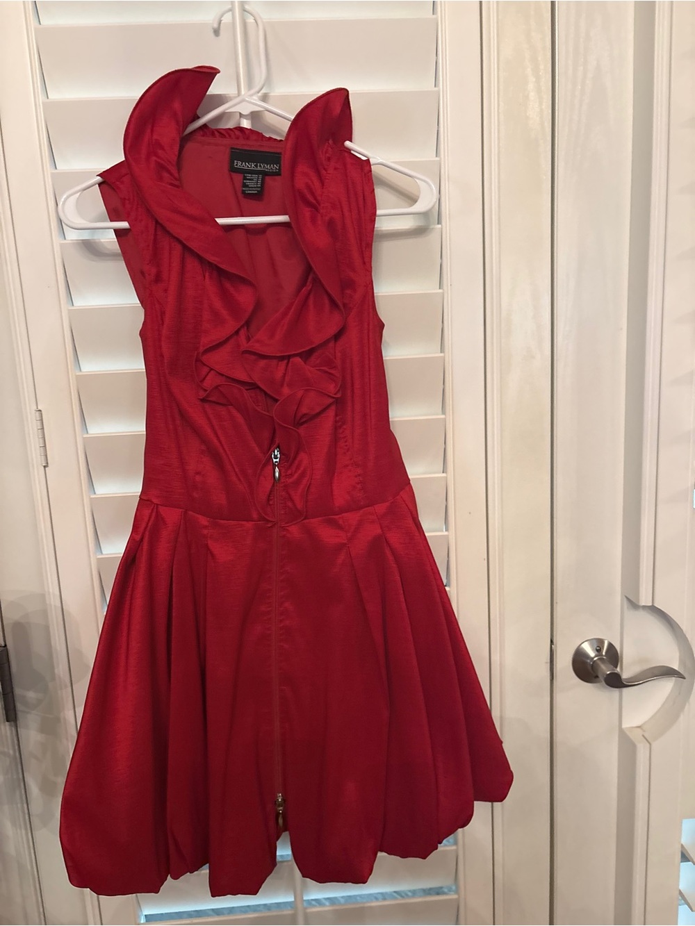Frank Lyman Design Red Ruffled V-Neck Mini Dress